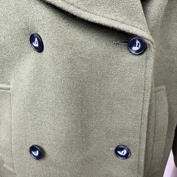 ASOS Oversized Double Breasted Notched Collar Pea Coat Khaki Size 6 - Picture 6 of 15